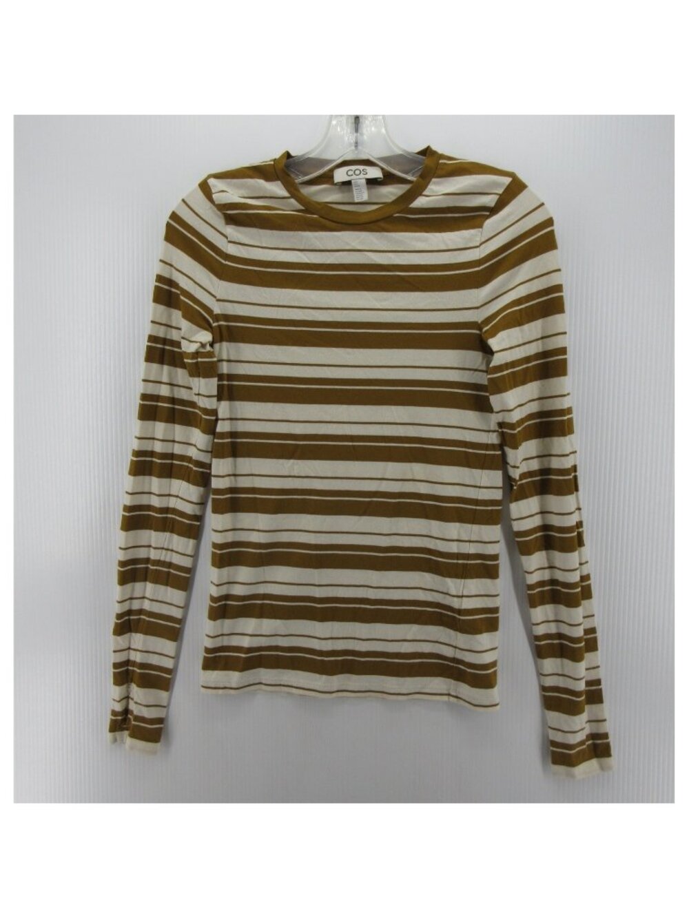 COS Top Small White Shirt Pullover Striped Preppy Stretch Crewneck